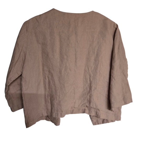 Linen Bolero Cropped Jacket By Linenfairytales Natural Beige Small - Picture 2 of 4